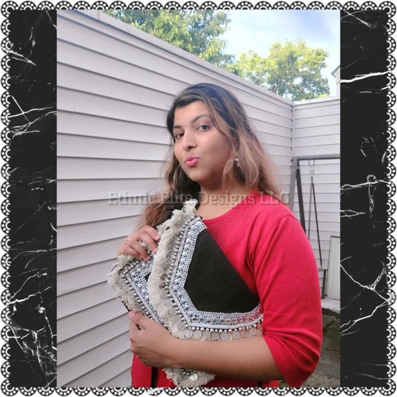 New Handmade Black Sliver Crossbody Banjara Bag - Designer Beautiful - Picture 6 of 12